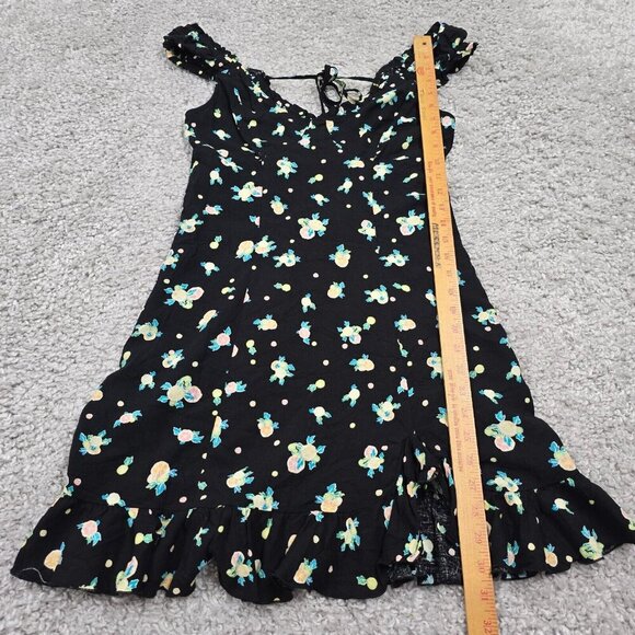 Free‎ People Womens Like A Lady Mini Dress Black Floral Tie Back Size Small Boho - Picture 14 of 15